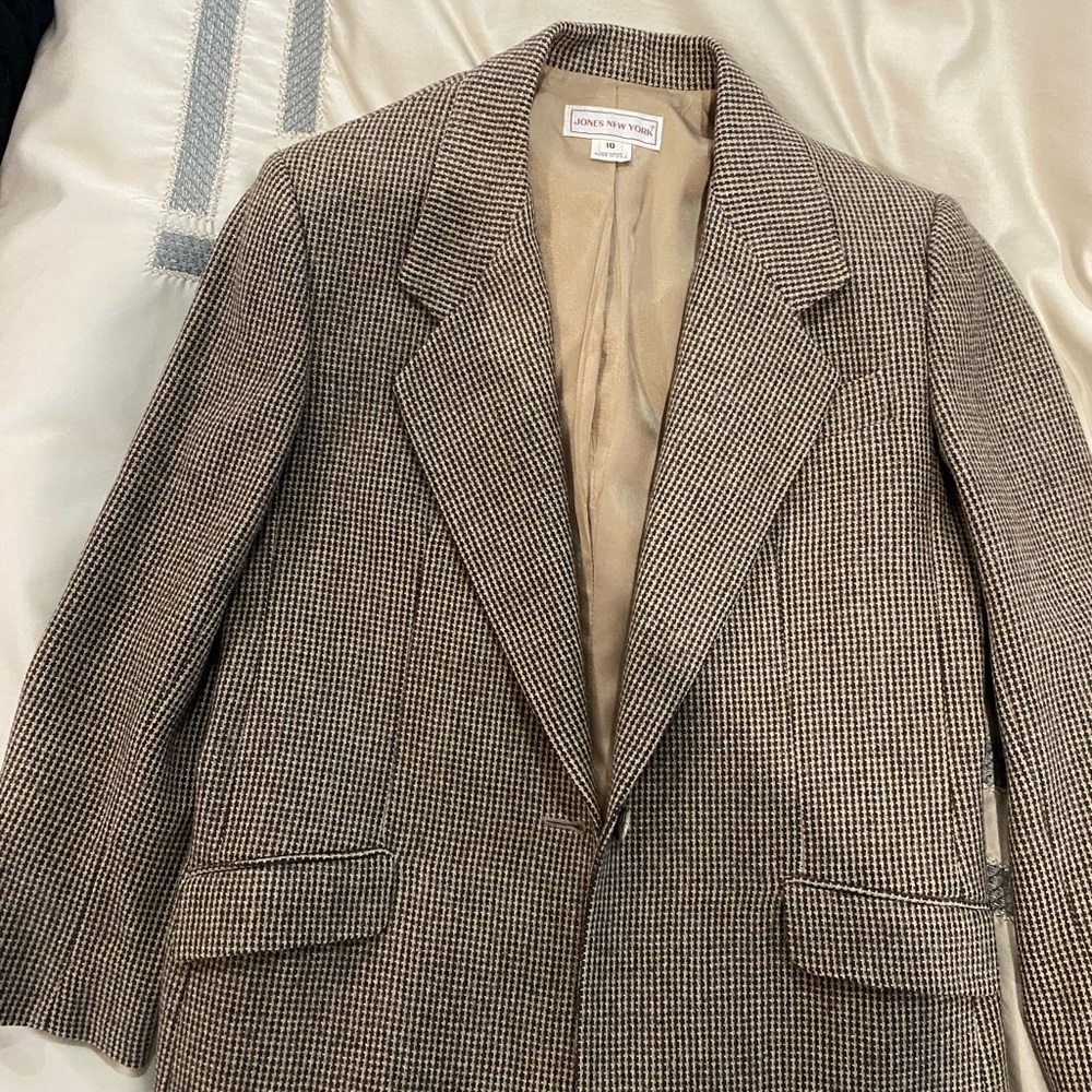 Jones New York Women’s Brown Houndstooth Blazer
